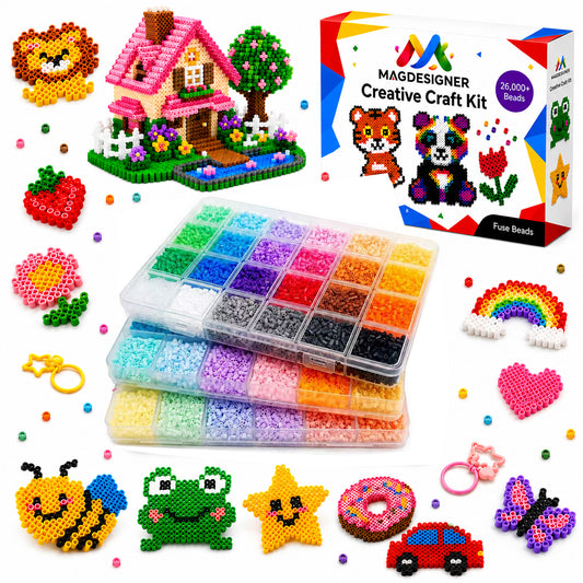 Fuse Beads Kit Christmas Birthday Gifts for Girls,38000PCS 72Colors 2.65mm Melty Beads with Pegboardx,Ironing Paper,Tweezers & Keychain Accessories Iron Beads