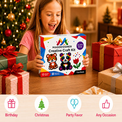Fuse Beads Kit Christmas Birthday Gifts for Girls,26000PCS 48Colors 2.65mm Melty Beads with Pegboardx,Ironing Paper,Tweezers & Keychain Accessories Iron Beads
