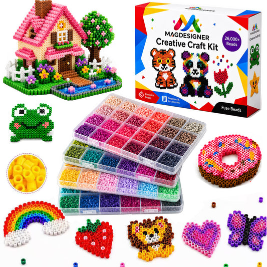 Fuse Beads Kit Christmas Birthday Gifts for Girls,50000PCS 96Colors 2.65mm Melty Beads with Pegboardx,Ironing Paper,Tweezers & Keychain Accessories Iron Beads